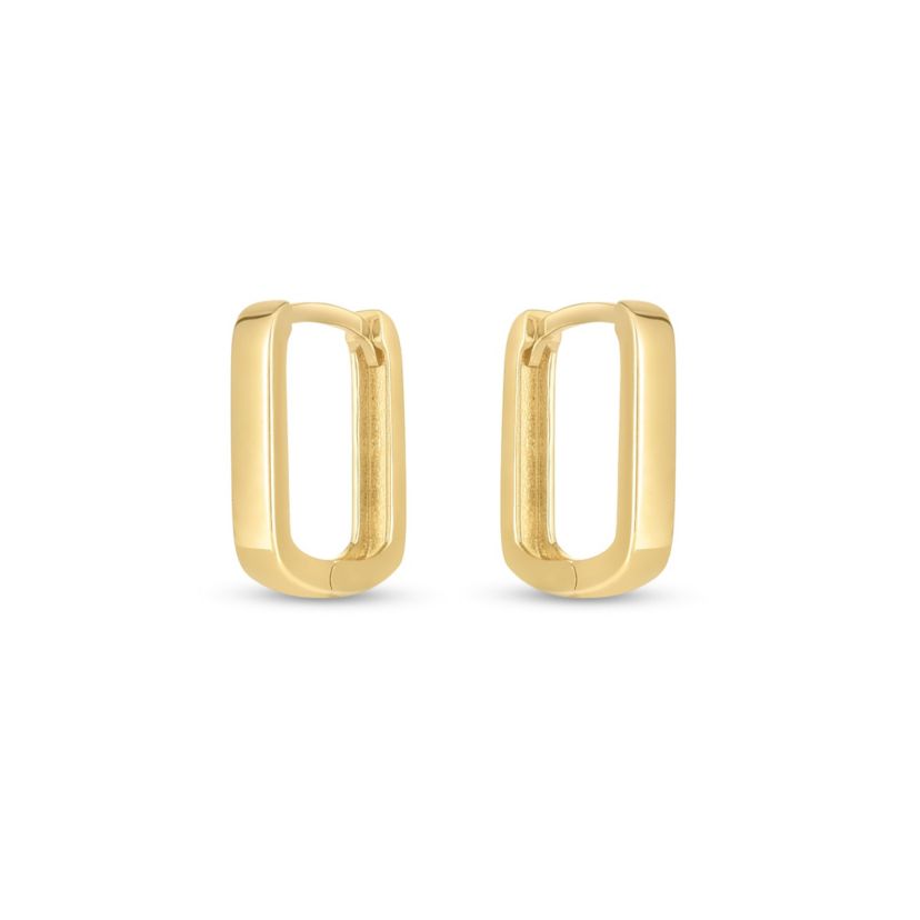 14K Yellow Gold  Square Huggie Earring
