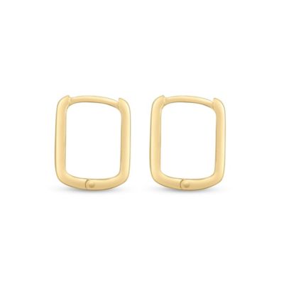 14K Yellow Gold  Square Huggie Earring