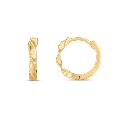 14K Yellow Gold  Twisted Huggie Earring