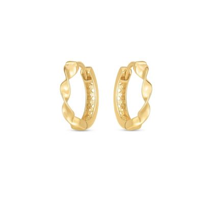 14K Yellow Gold  Twisted Huggie Earring