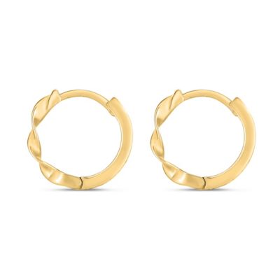 14K Yellow Gold  Twisted Huggie Earring