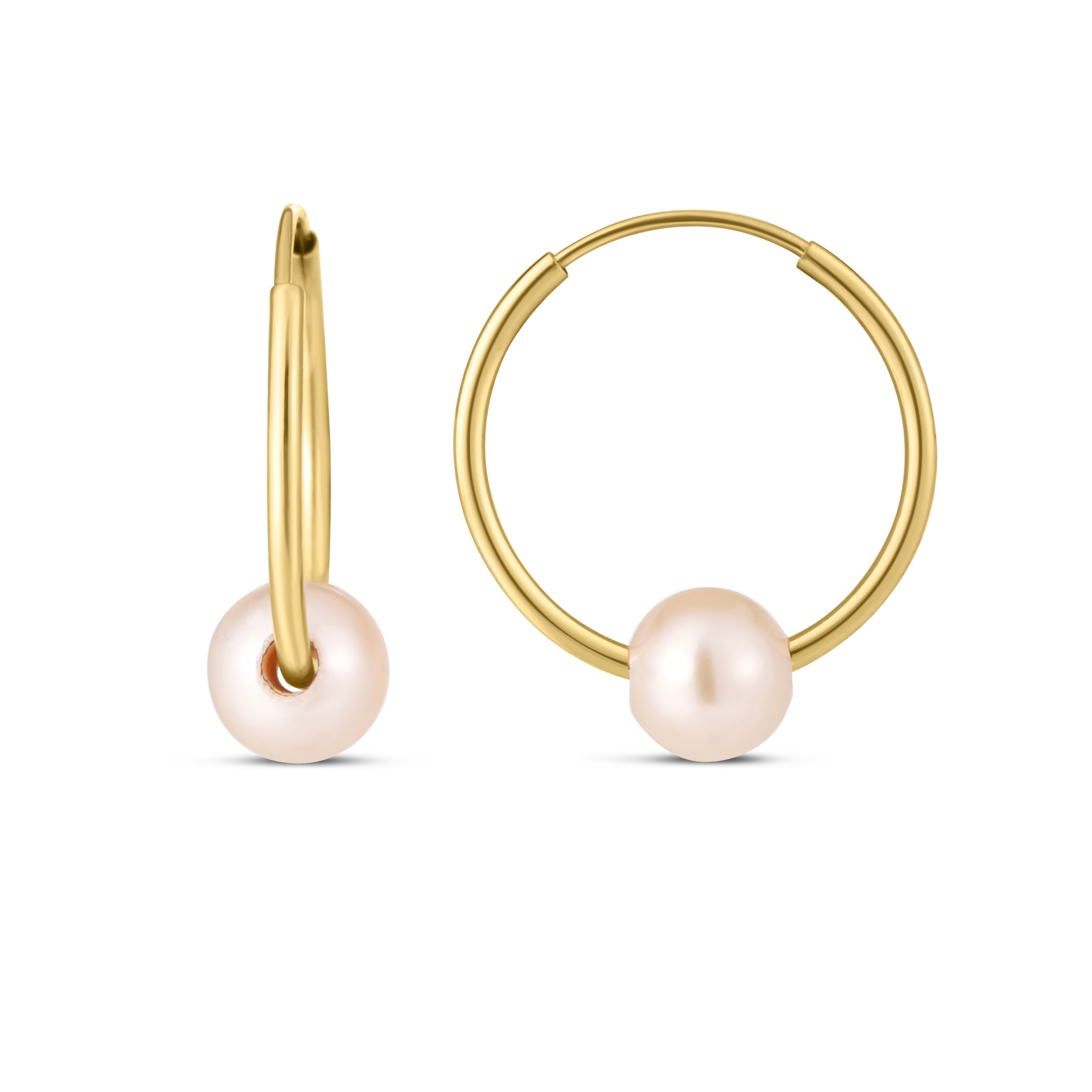 14Ky Fresh Water Pearl Endless Hoop