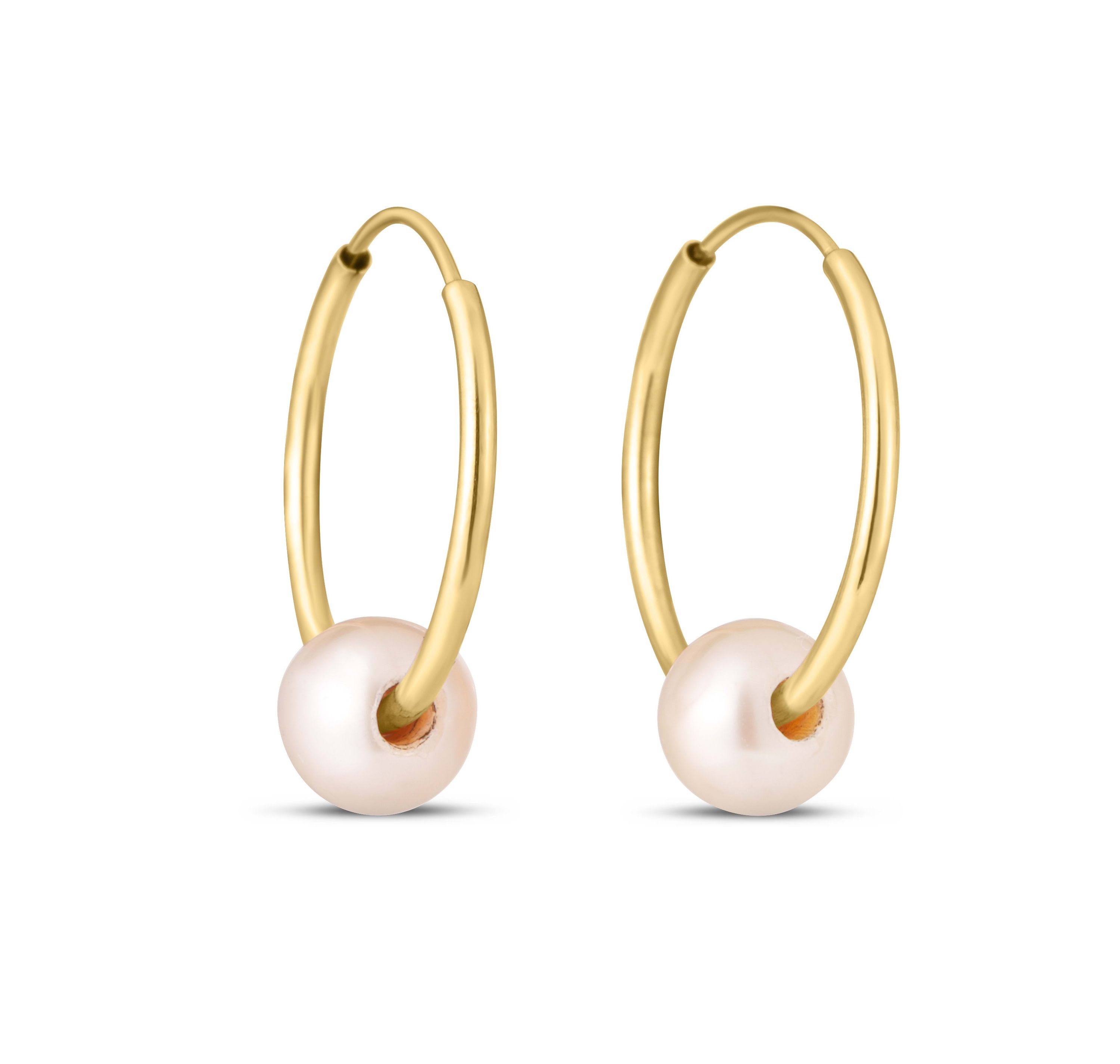 14Ky Fresh Water Pearl Endless Hoop