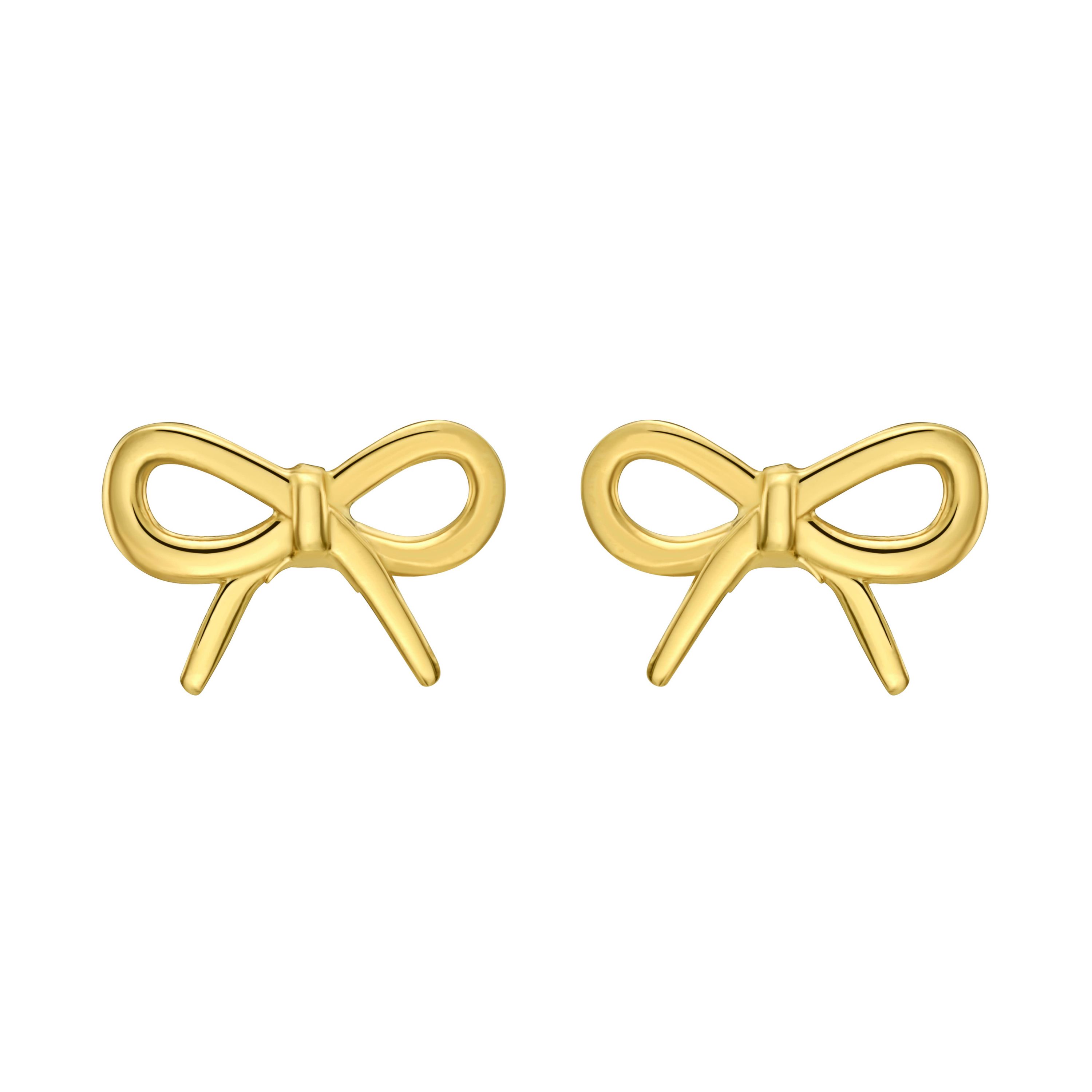 14K Bow Stud Earring w/ Push Back