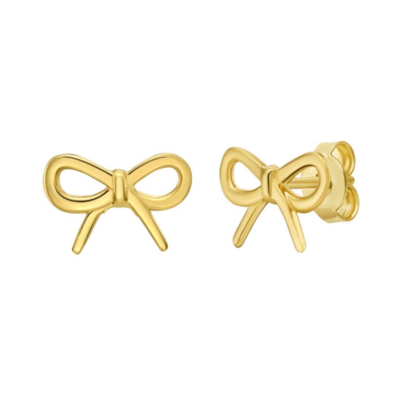 14K Bow Stud Earring w/ Push Back