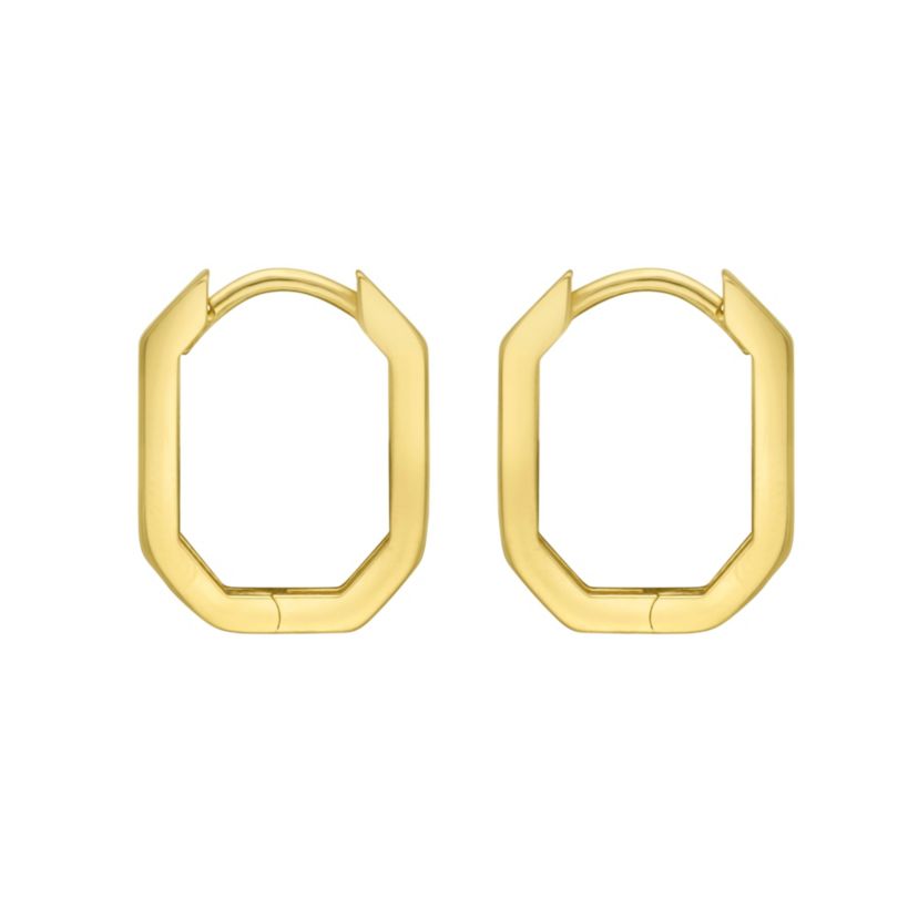 14K Small Geometric Hoop Earring w/snap lock