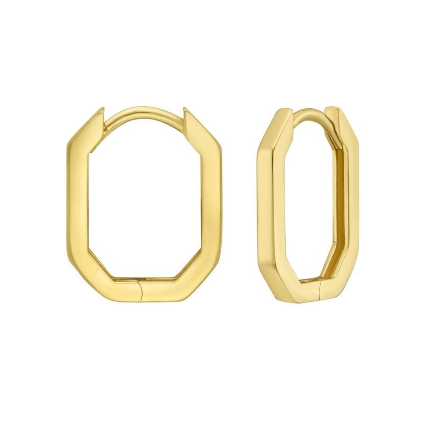 14K Small Geometric Hoop Earring w/snap lock