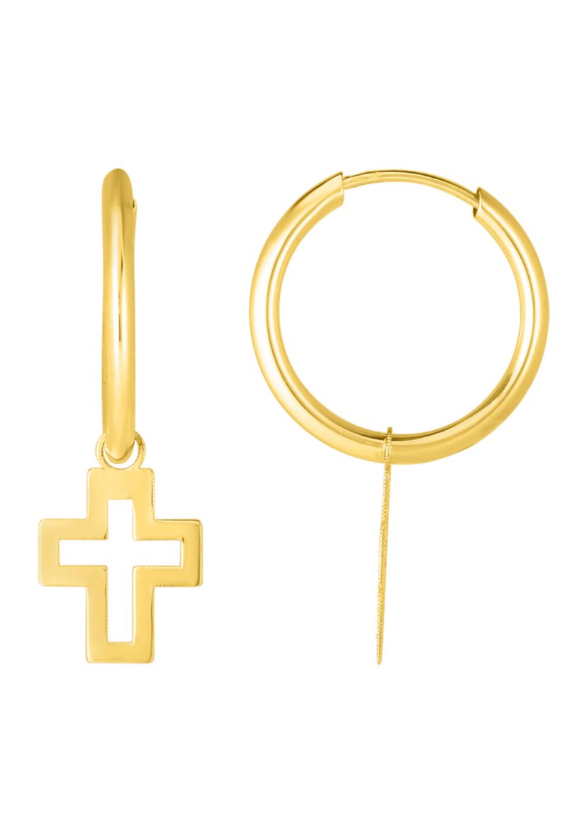 Endless Hoop Cross Earrings   