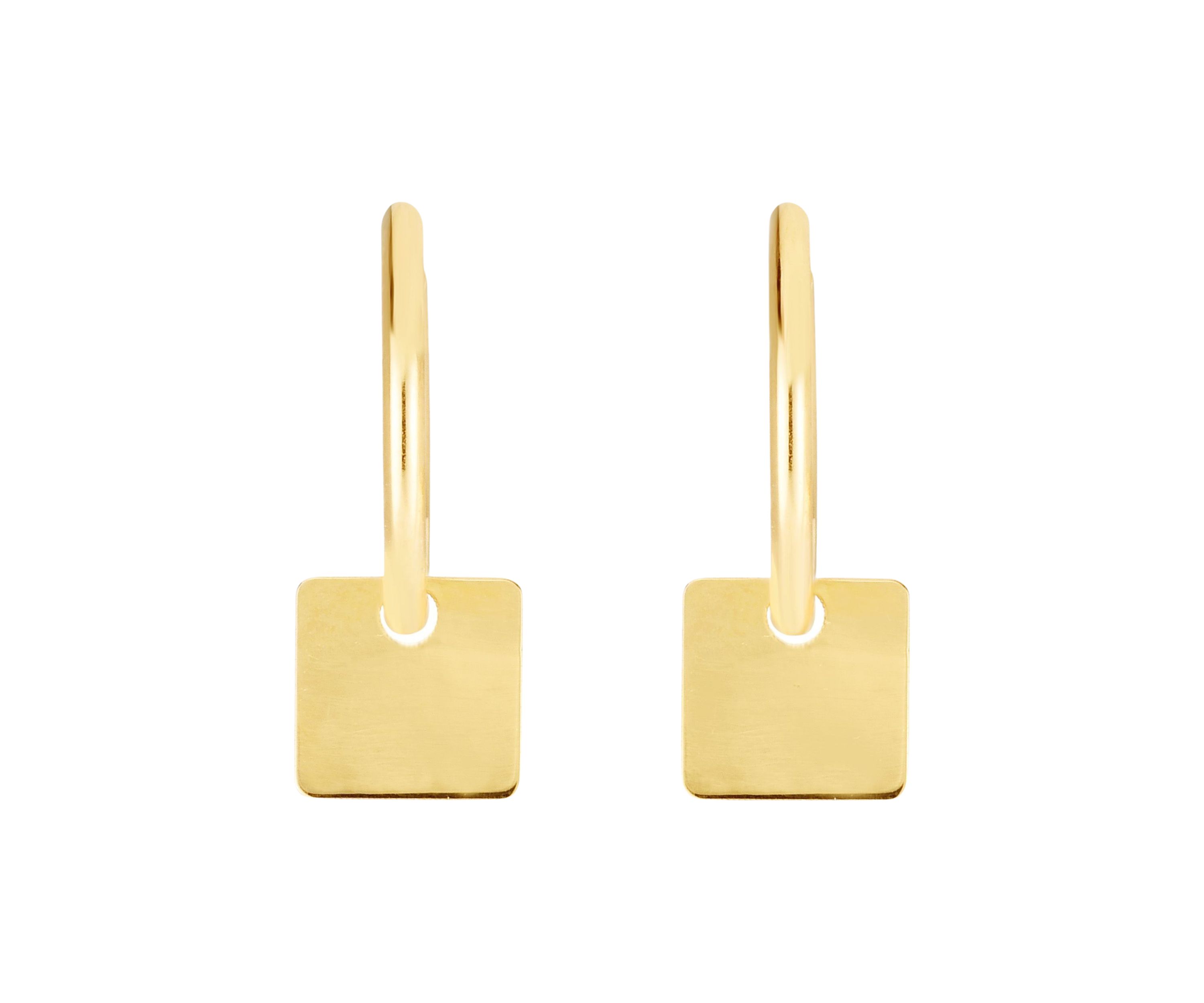14Ky Square Drop Earring