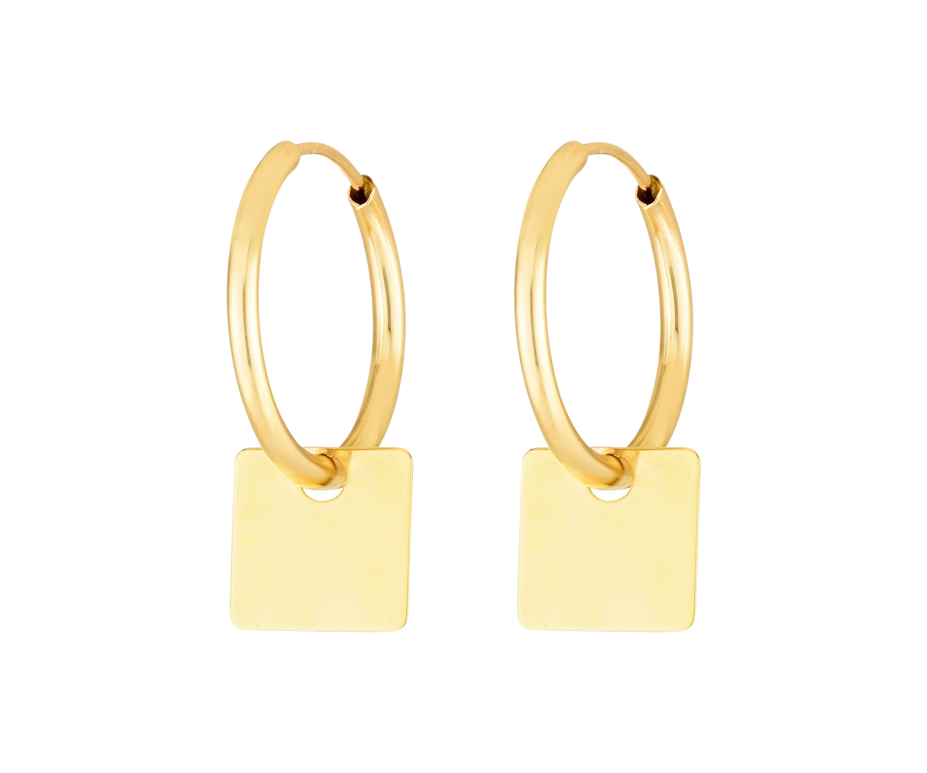 14Ky Square Drop Earring