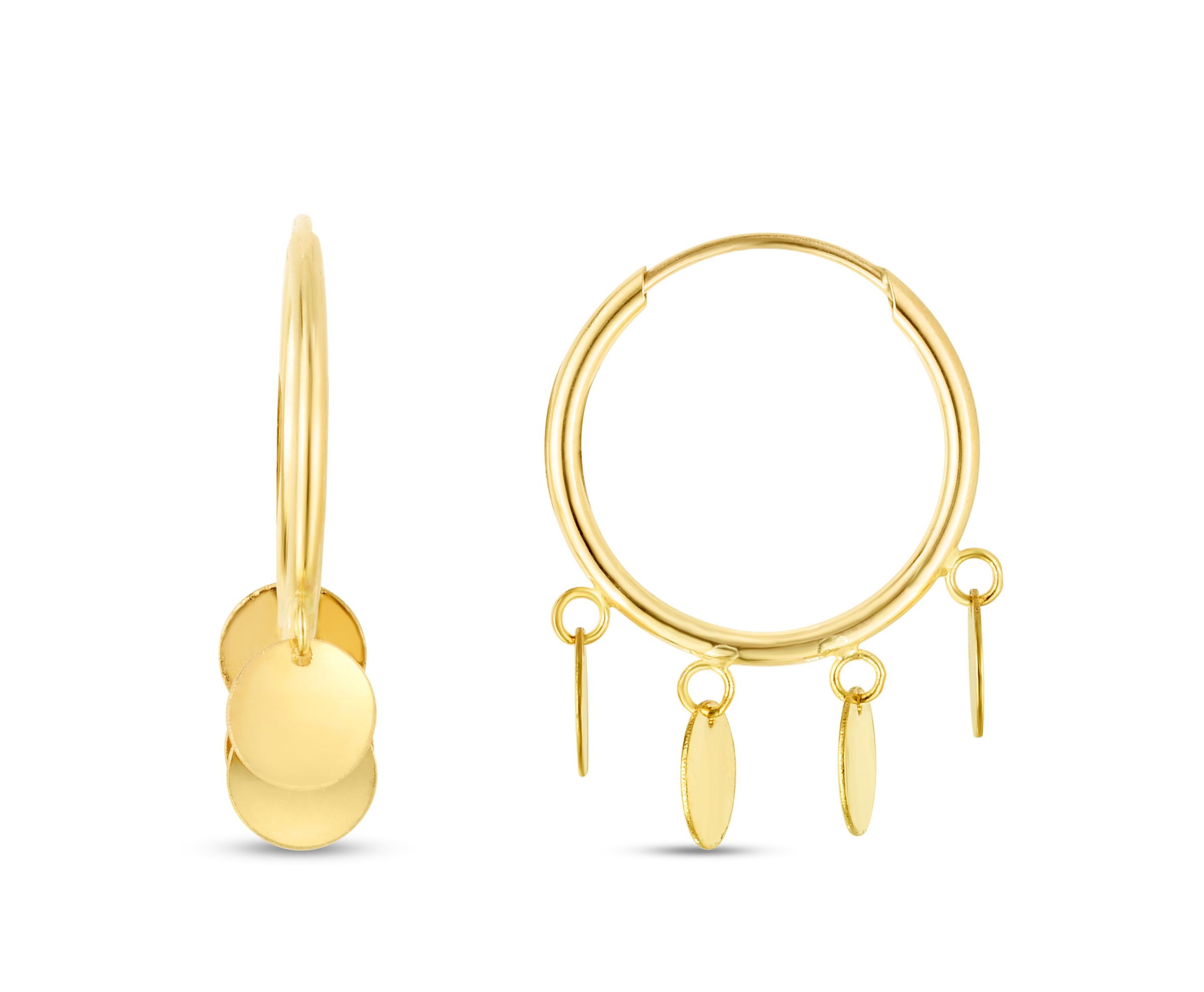 14 Karat Yellow Gold Circle Drop Earring