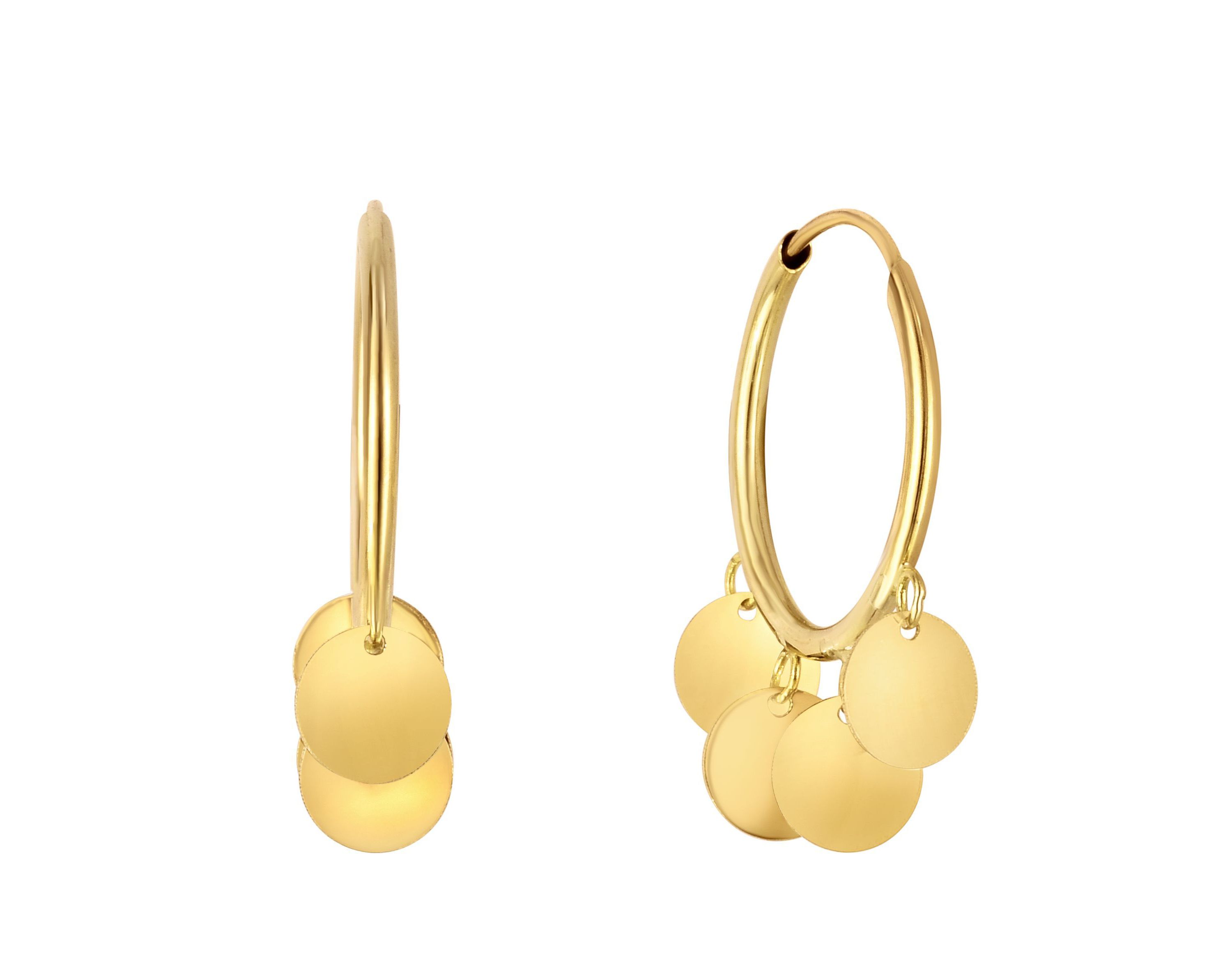 14 Karat Yellow Gold Circle Drop Earring