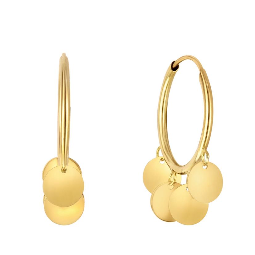 14 Karat Yellow Gold Circle Drop Earring
