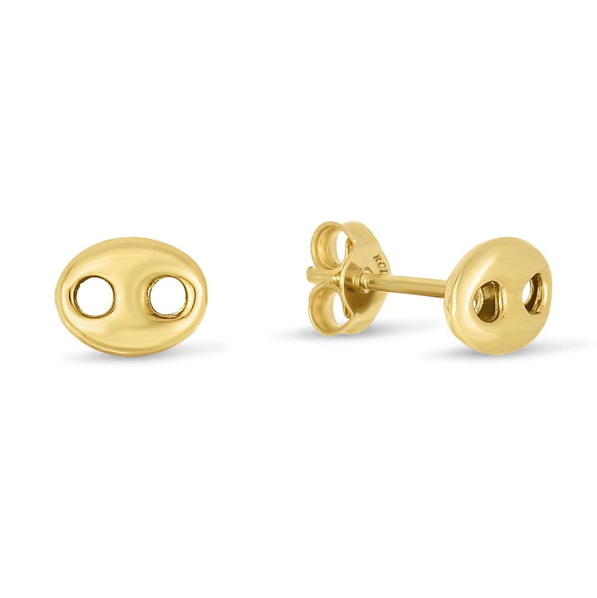 14 Karat Yellow Gold Puffed Mariner Post Earring