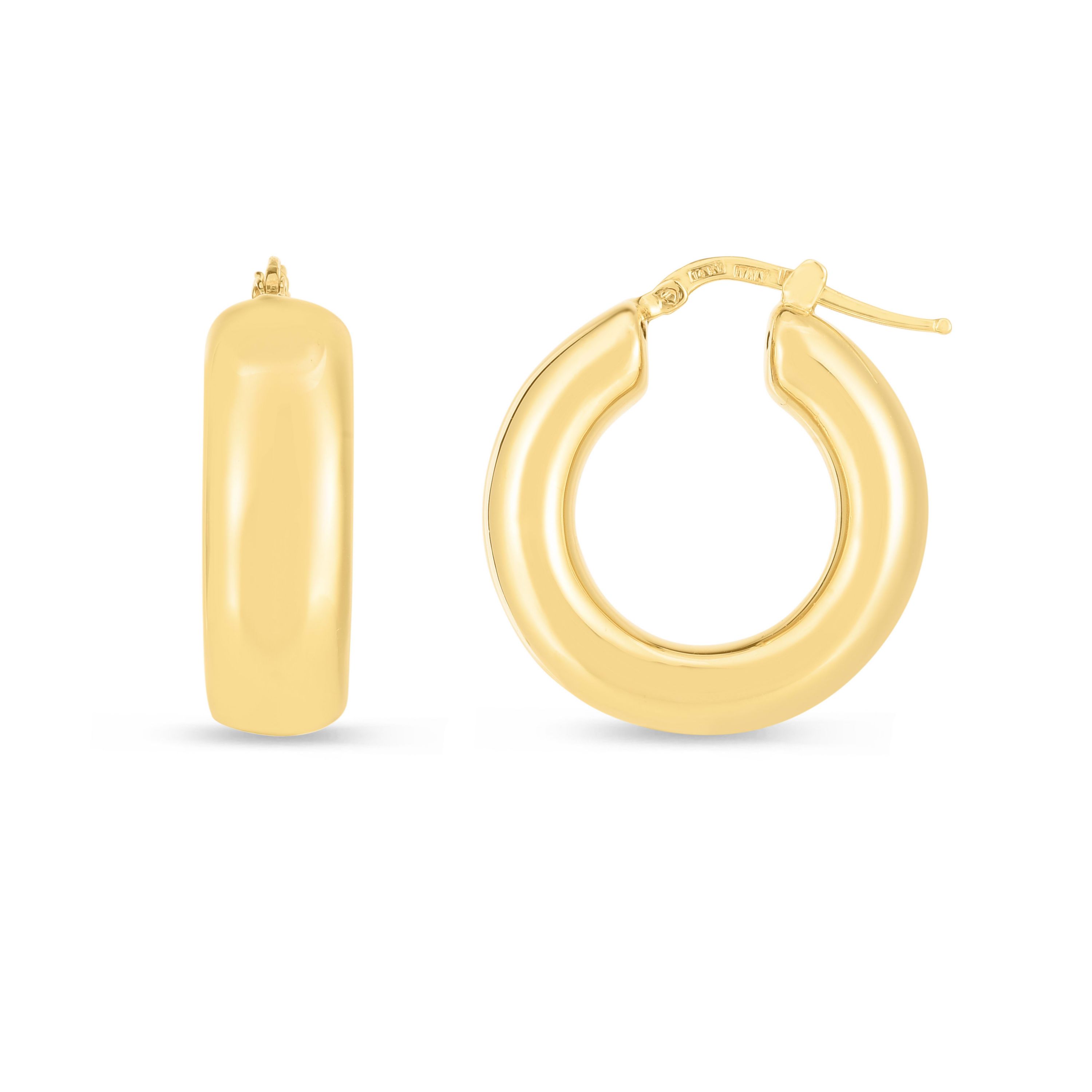 14K Yellow Gold  Puffy Hoop