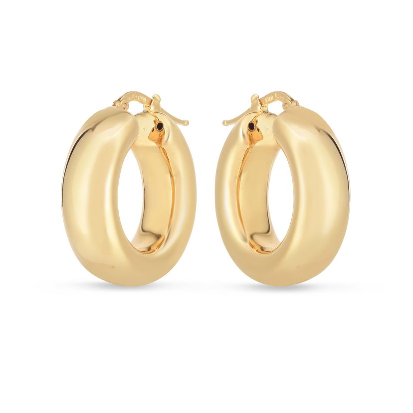 14K Yellow Gold  Puffy Hoop