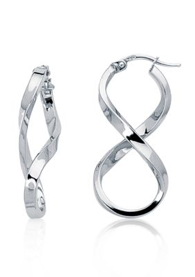 14k White Gold Figure Eight Hoop Earrings