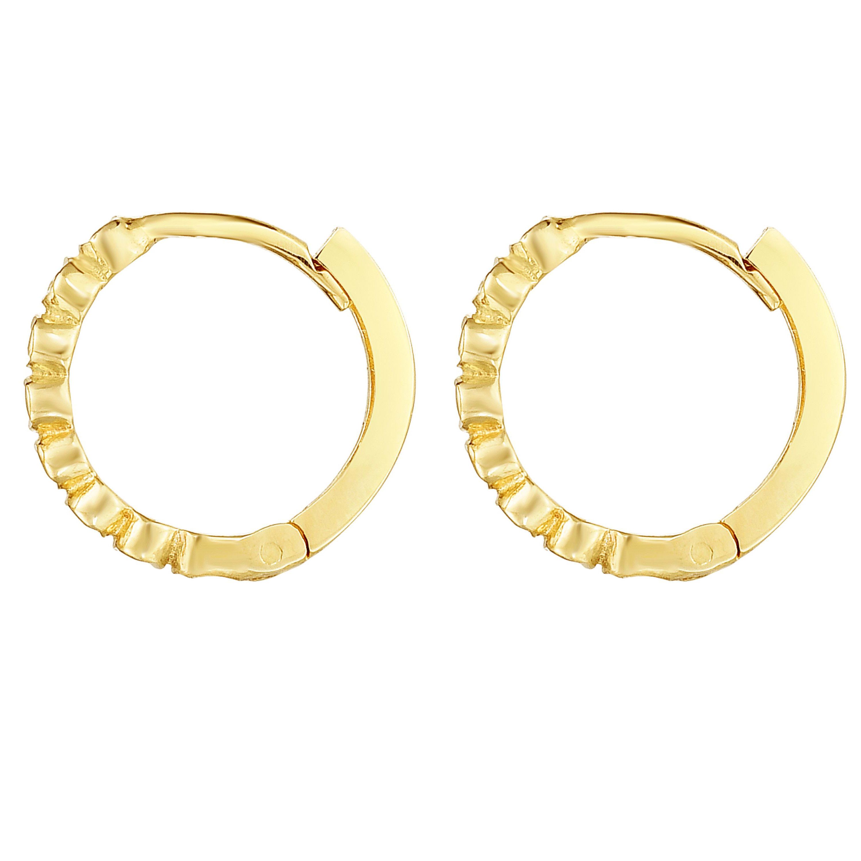14K Yellow Gold  Dc Huggie Earring