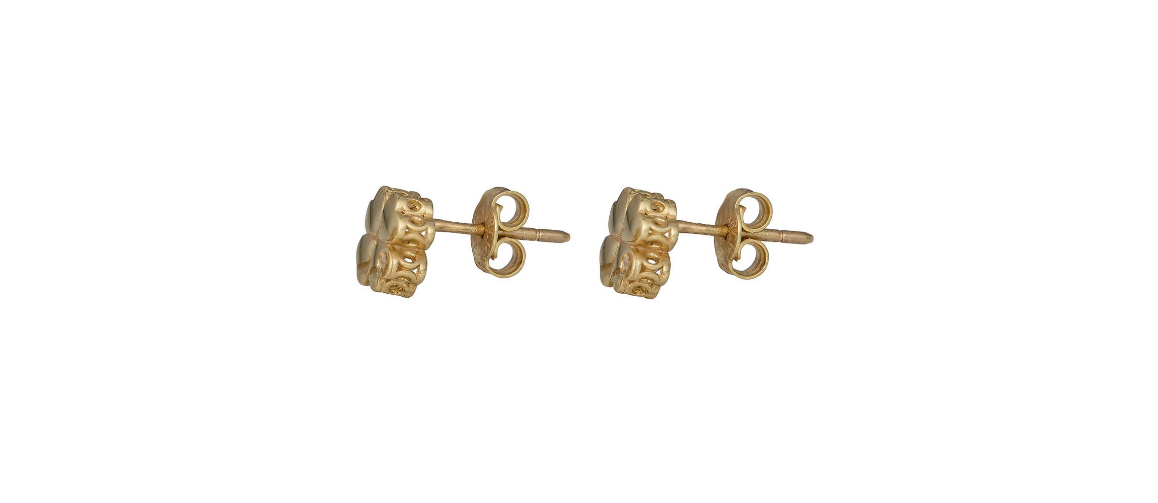 14Ky Clover Leaf Earring With 0.01Ct Dia