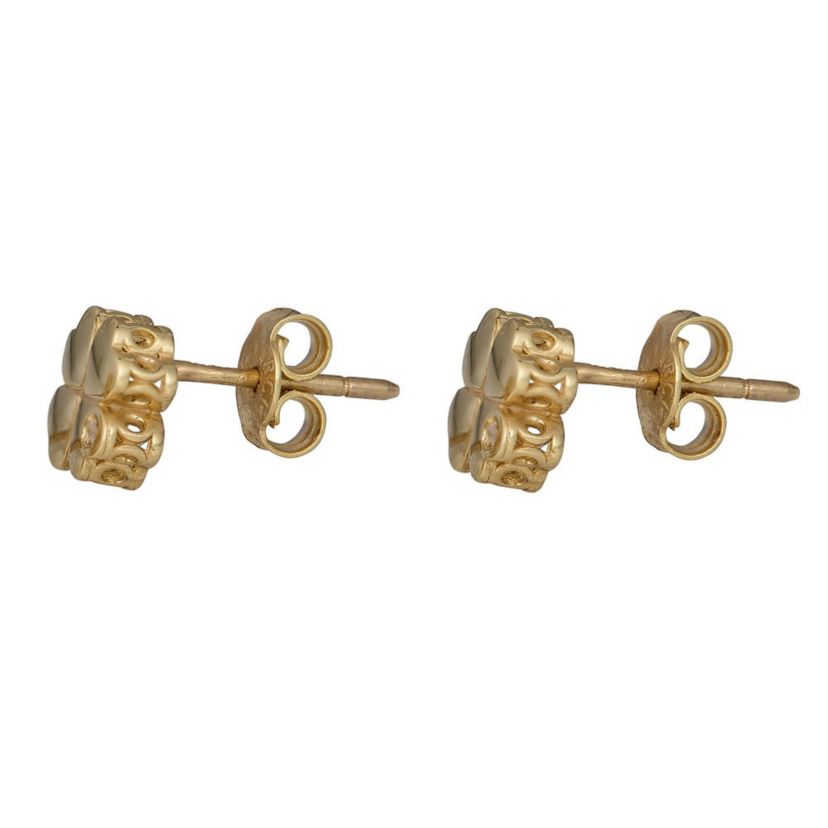 14Ky Clover Leaf Earring With 0.01Ct Dia
