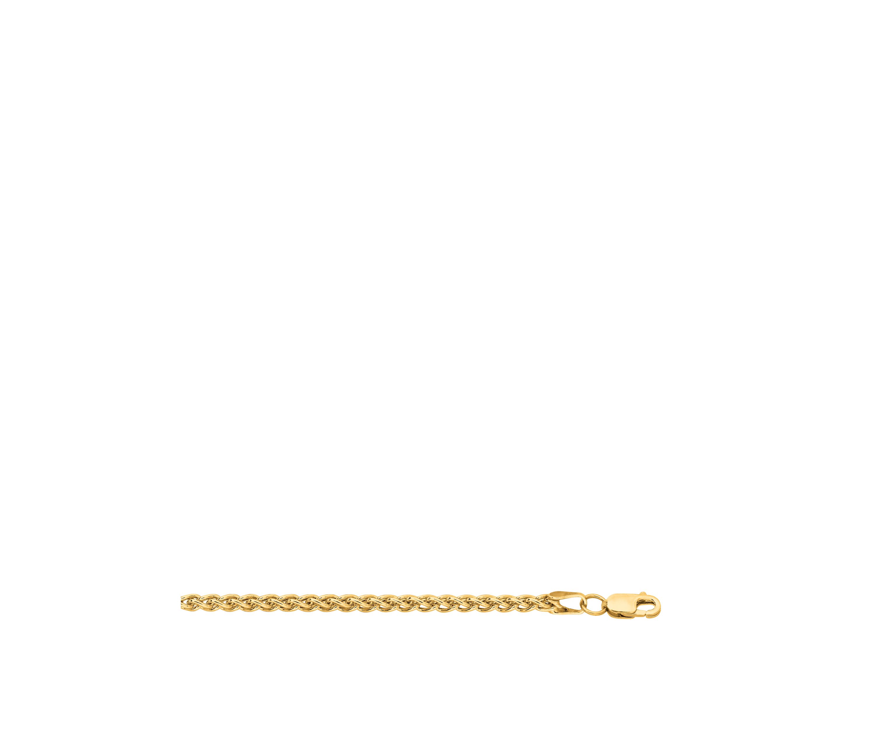 Mens 22 Inch 14k Gold Round Diamond Cut Wheat Necklace