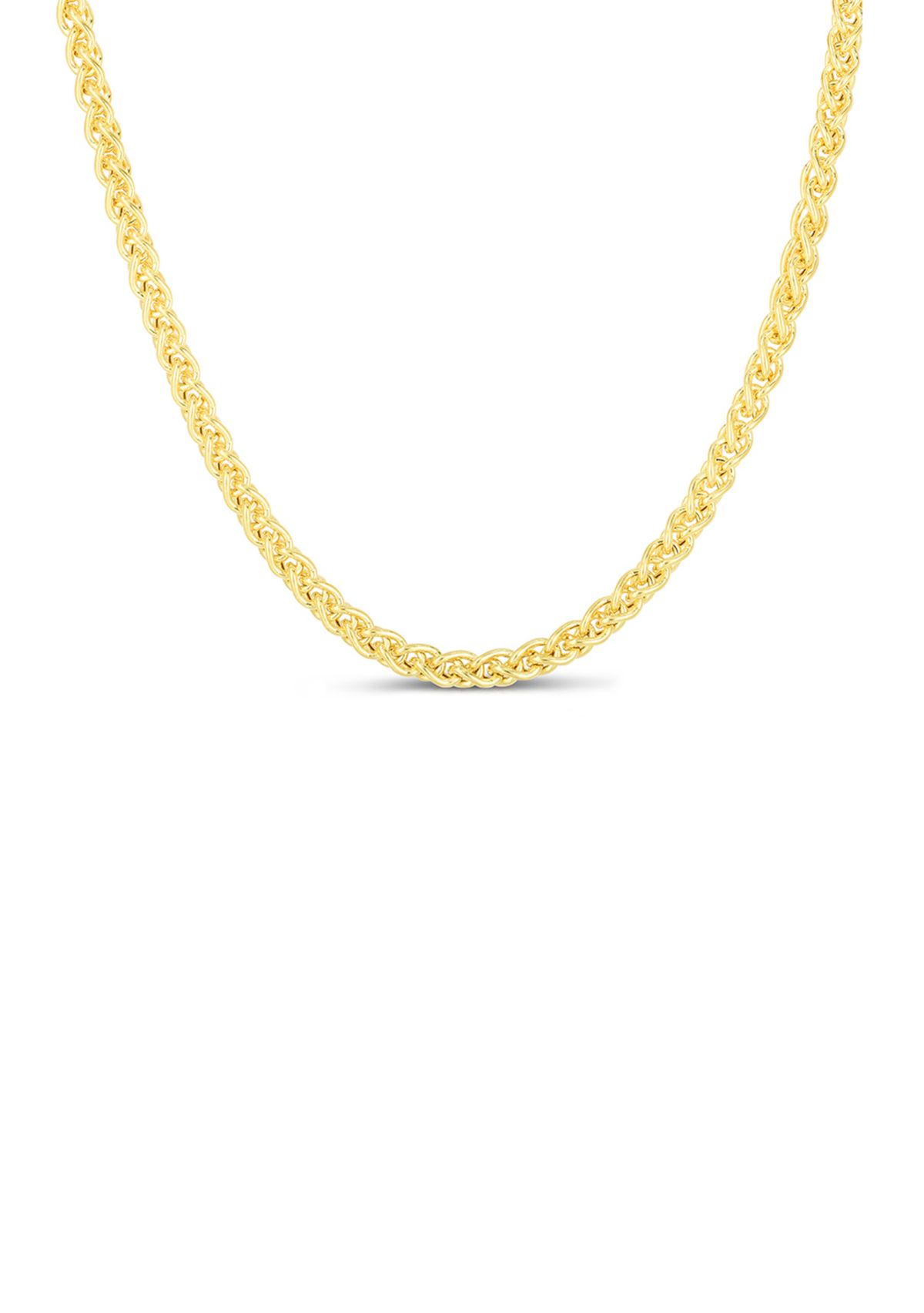 Mens 24 Inch 14k Gold Round Diamond Cut Wheat Necklace