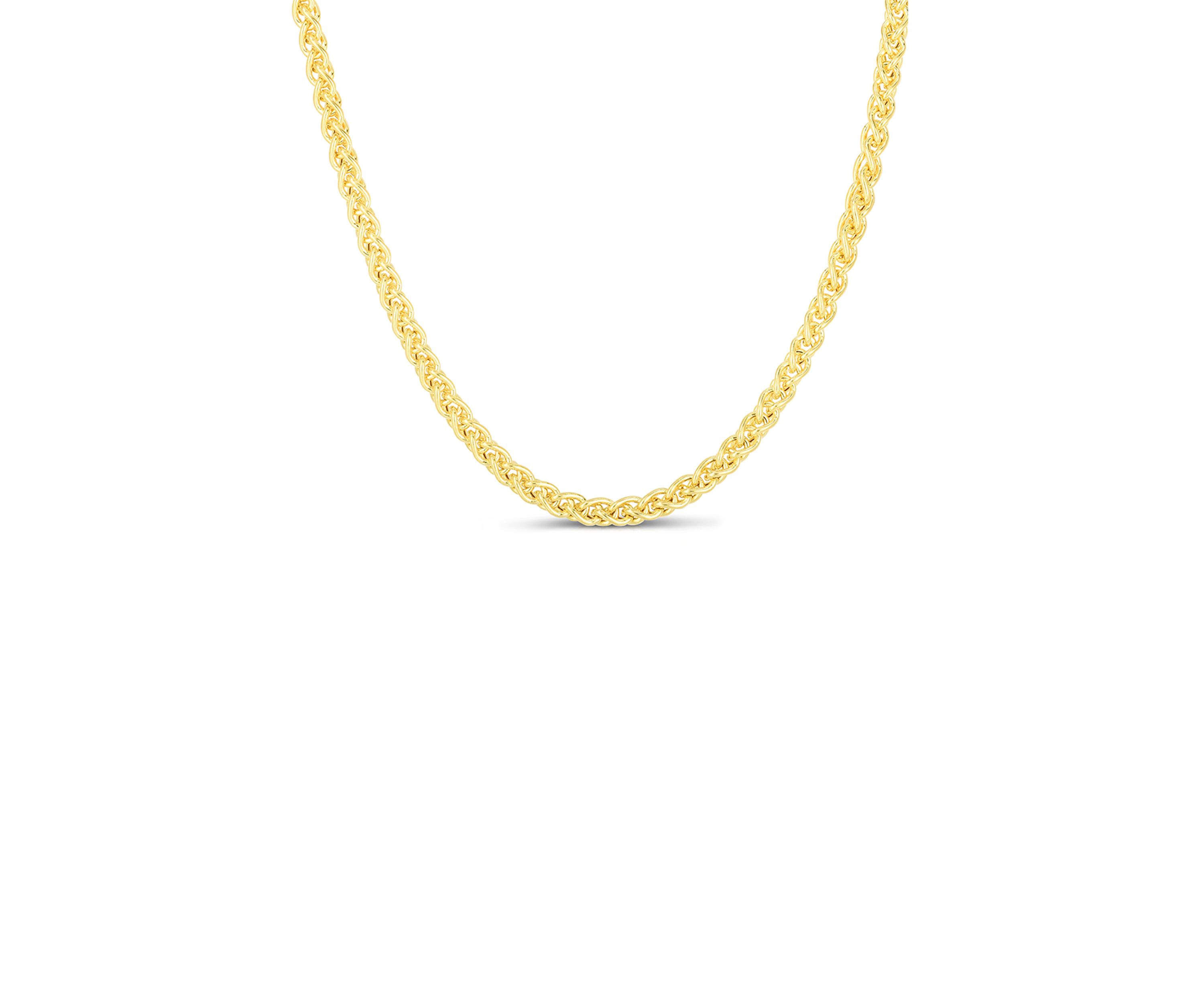 Mens 24 Inch 14k Gold Round Diamond Cut Wheat Necklace
