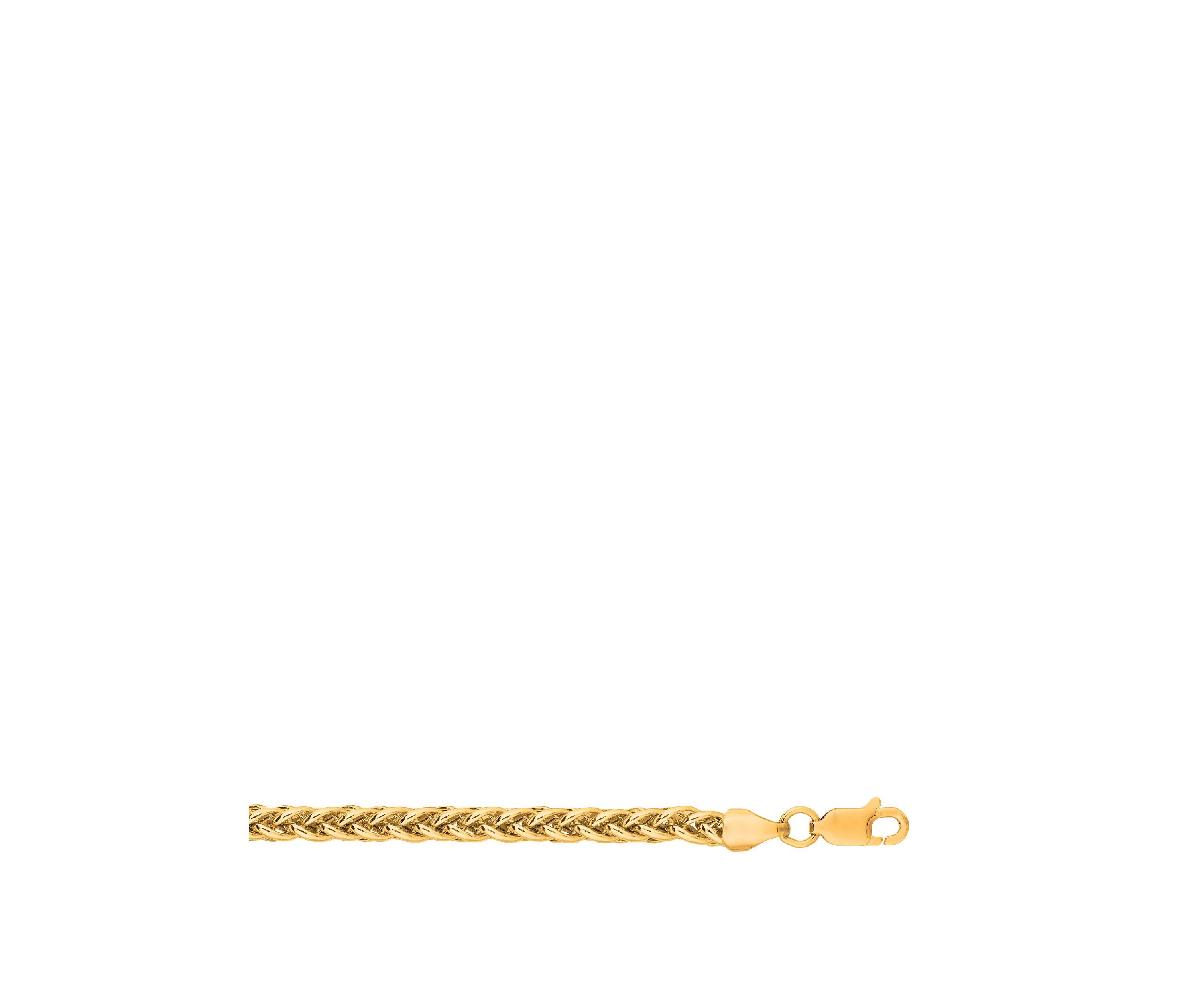 Mens 24 Inch 14k Gold Round Diamond Cut Wheat Necklace