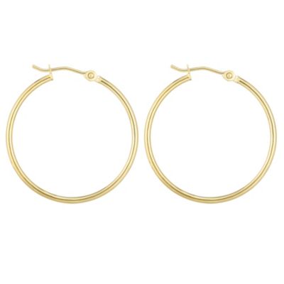 14K Yellow Gold Round Hoop