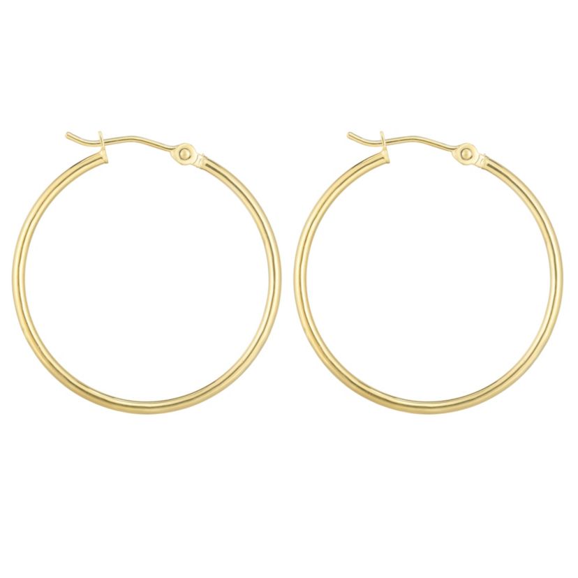 14K Yellow Gold  Round  Hoop