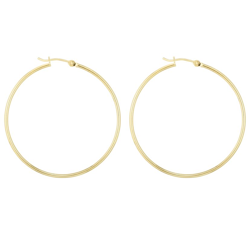 14K Yellow Gold  Round  Hoop