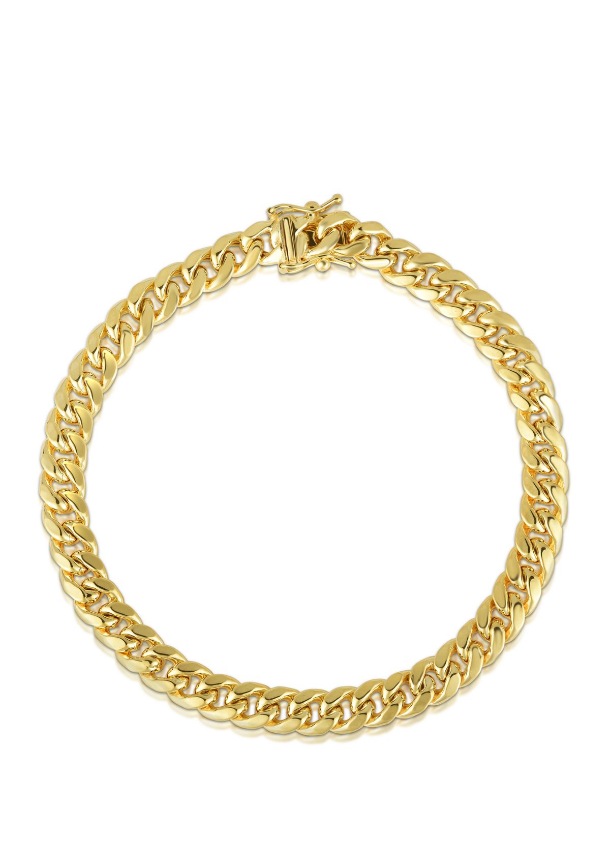 Mens Gold Semi Solid Miami Cuban Link Bracelet