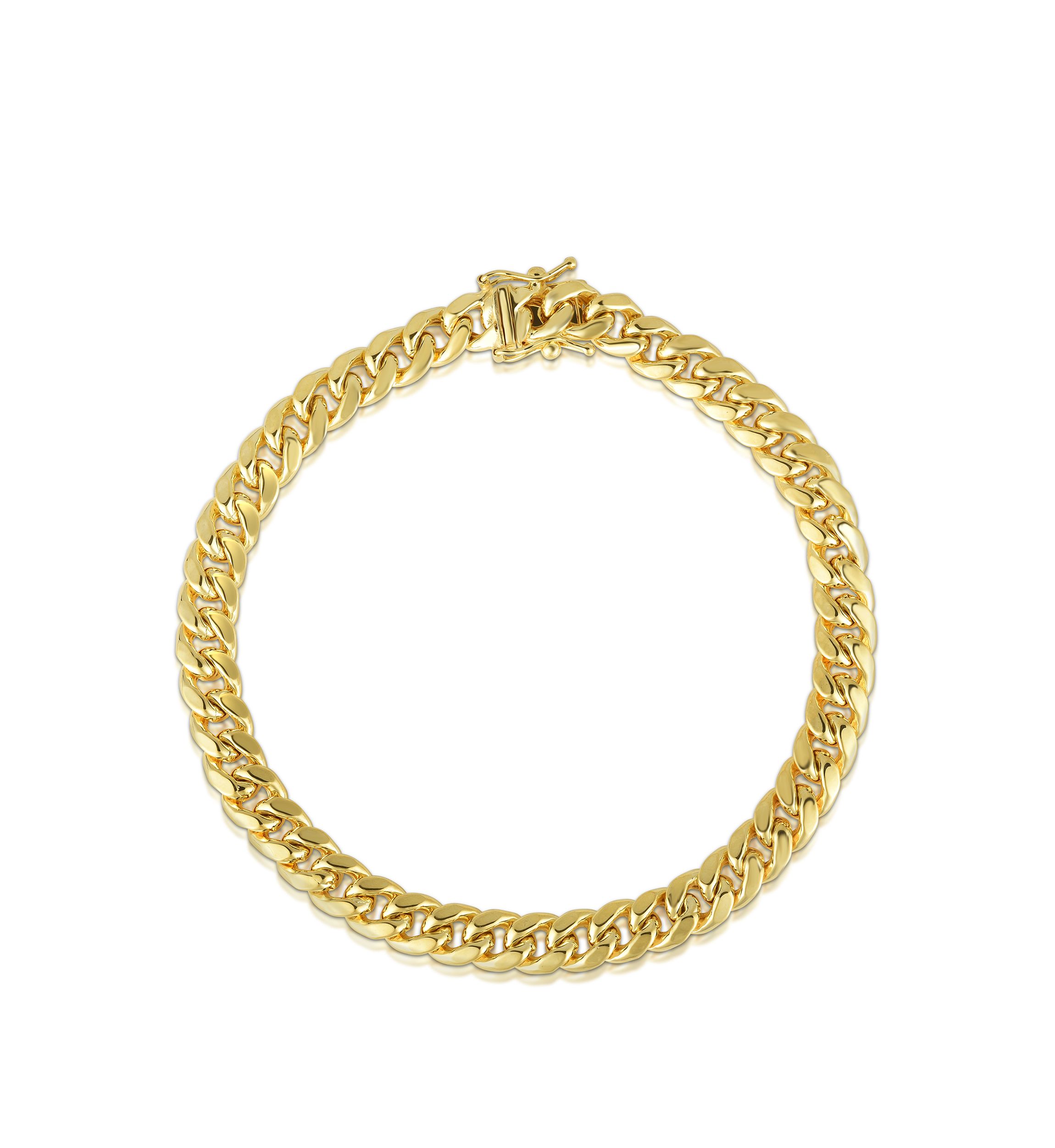 Mens Gold Semi Solid Miami Cuban Link Bracelet