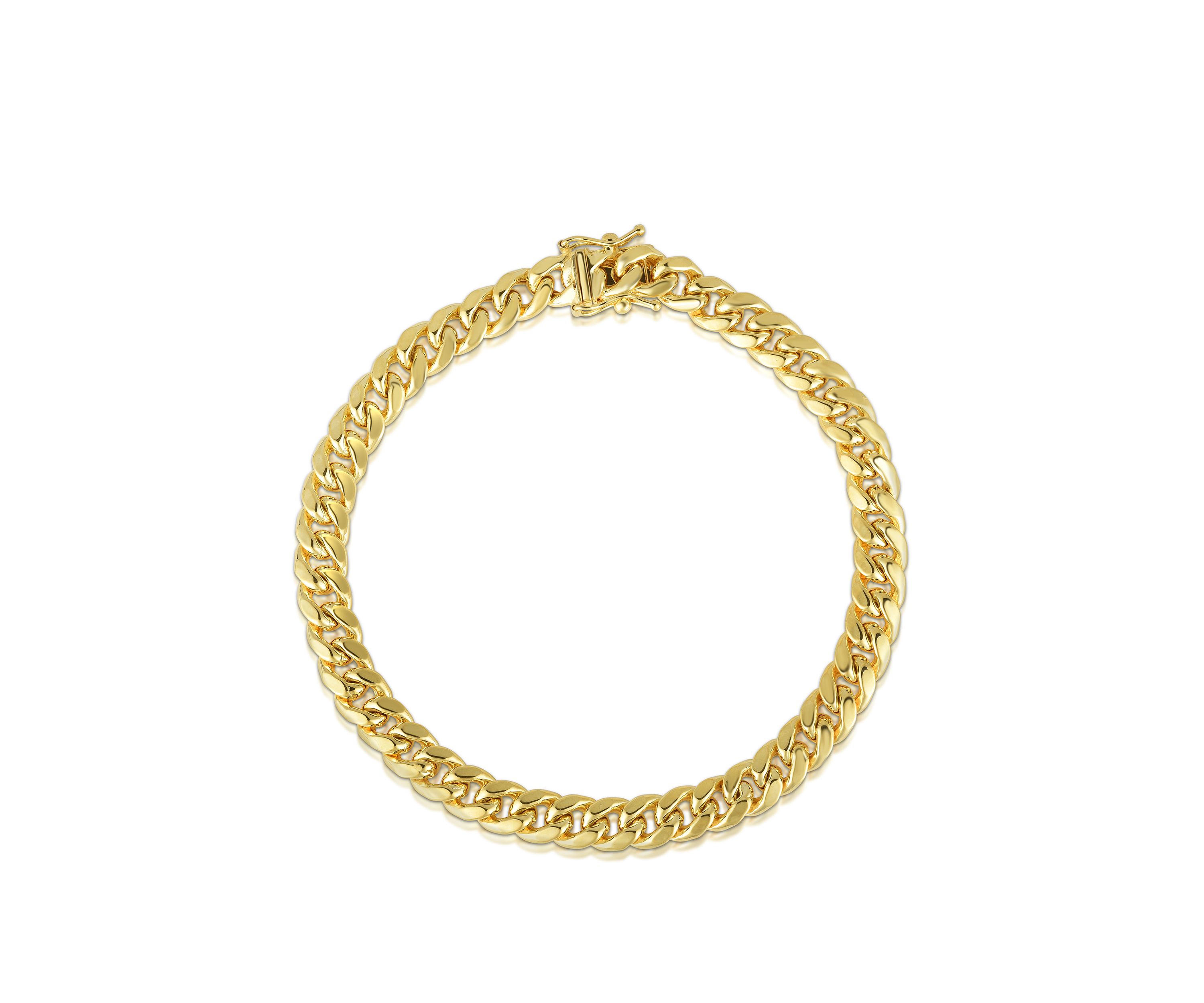 Mens Gold Semi Solid Miami Cuban Link Bracelet
