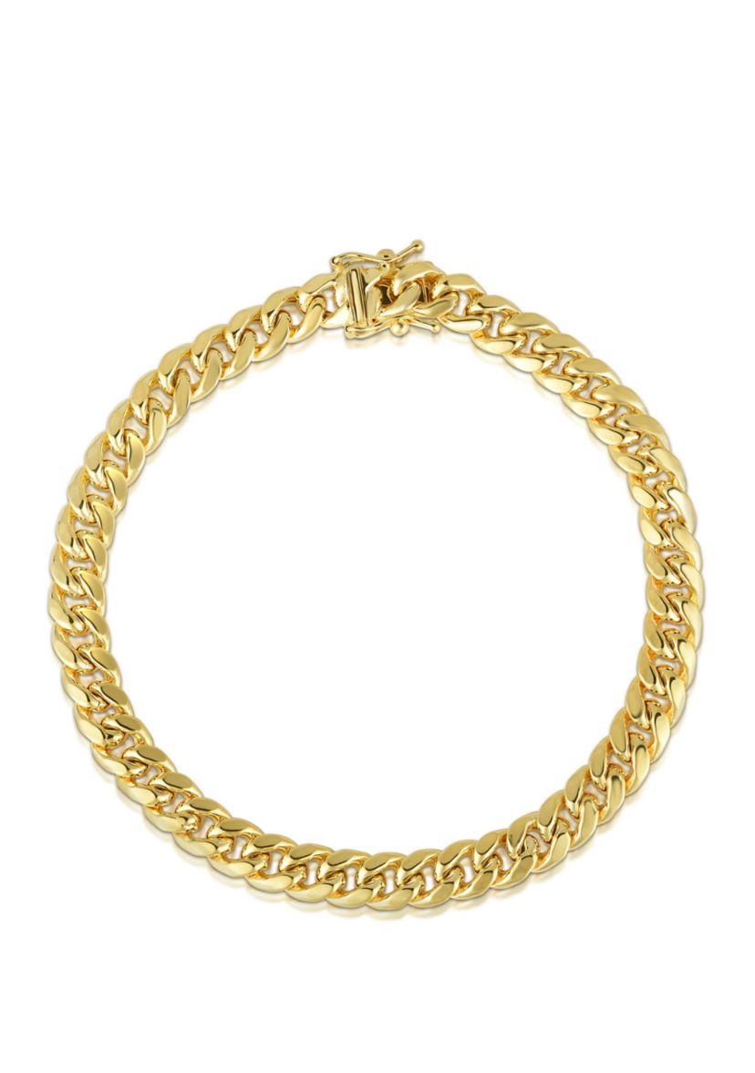 Mens Gold Semi Solid Miami Cuban Link Bracelet