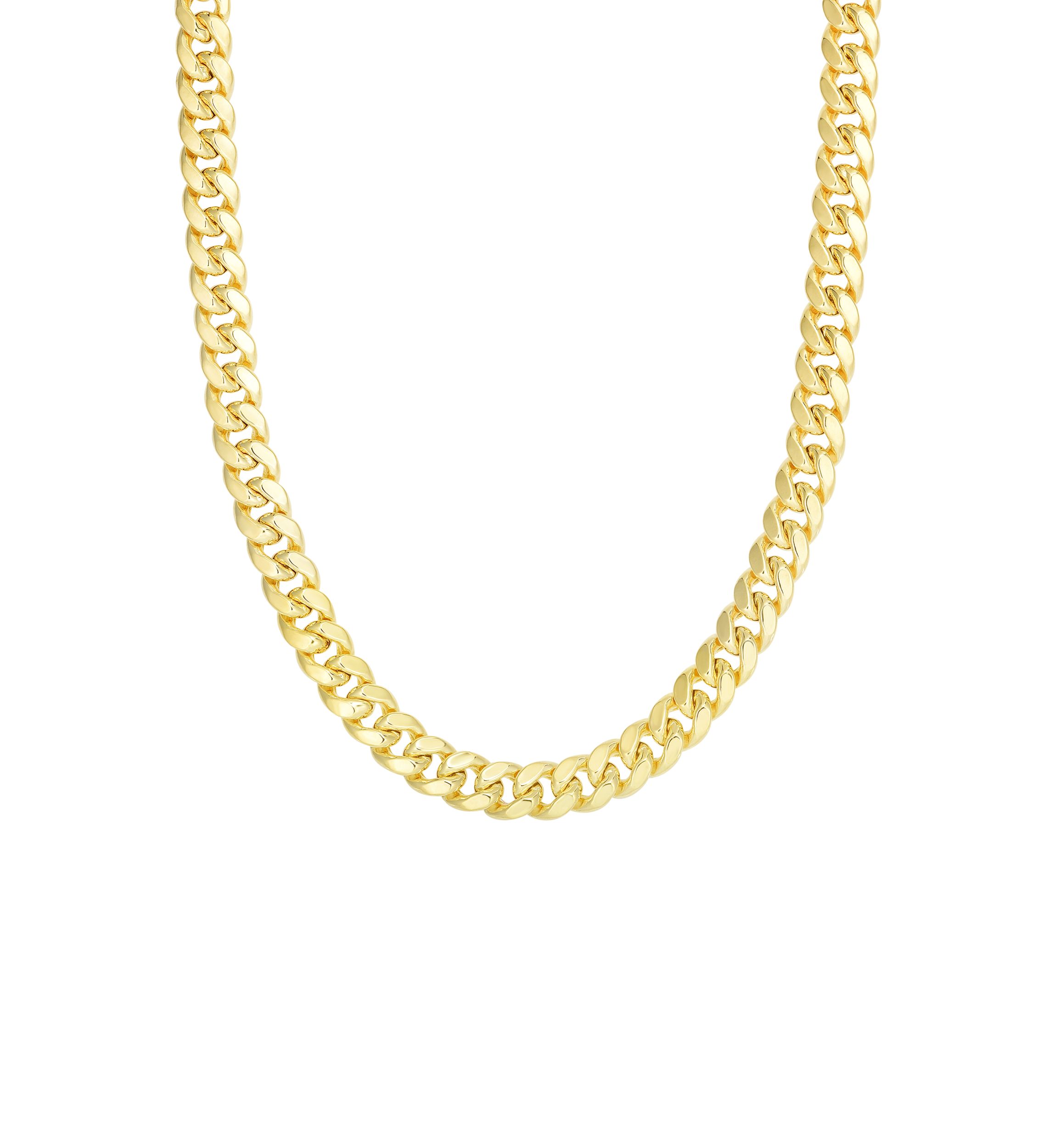 Mens Gold Semi Solid Miami Cuban Link Necklace