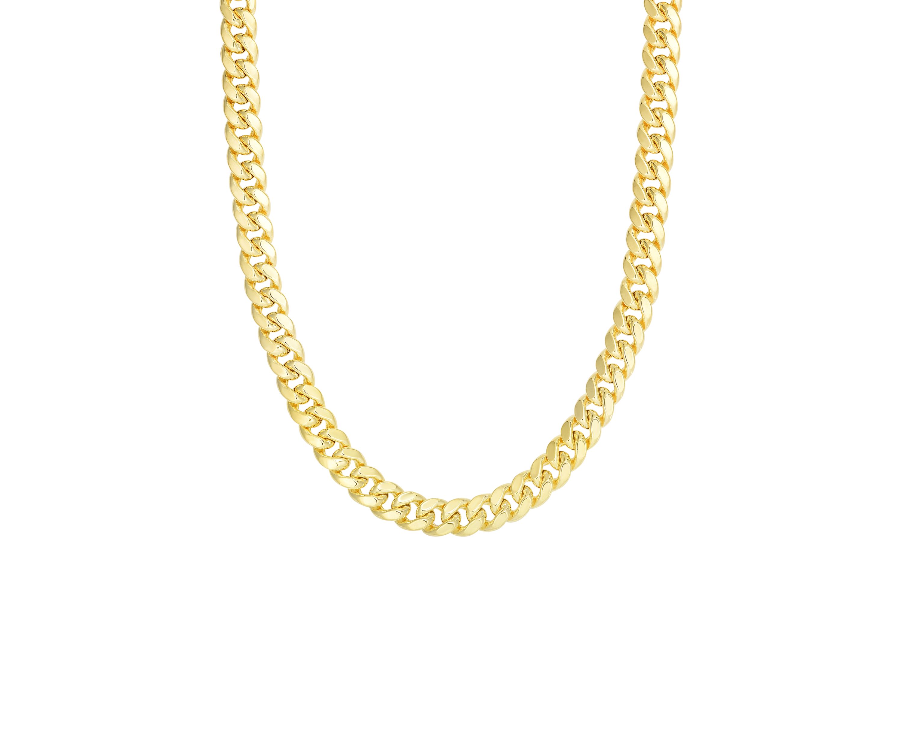 Mens Gold Semi Solid Miami Cuban Link Necklace