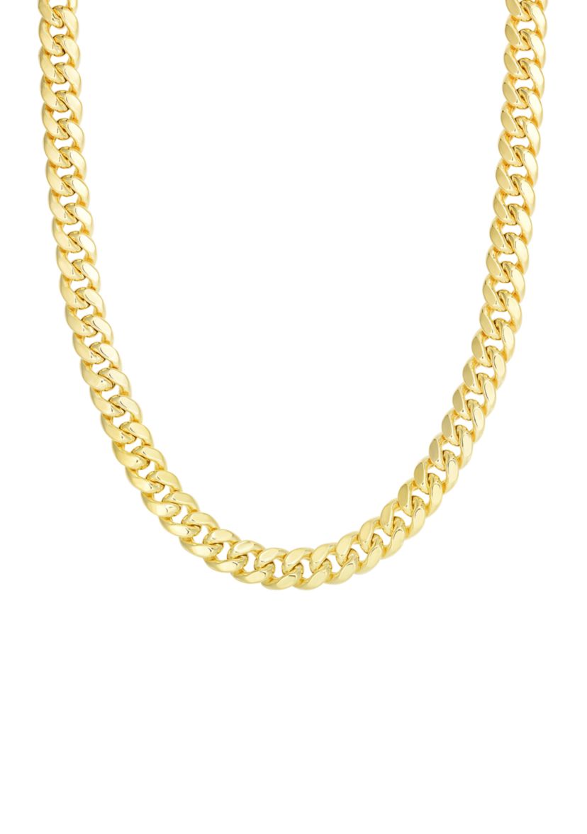Mens Gold Semi Solid Miami Cuban Link Necklace