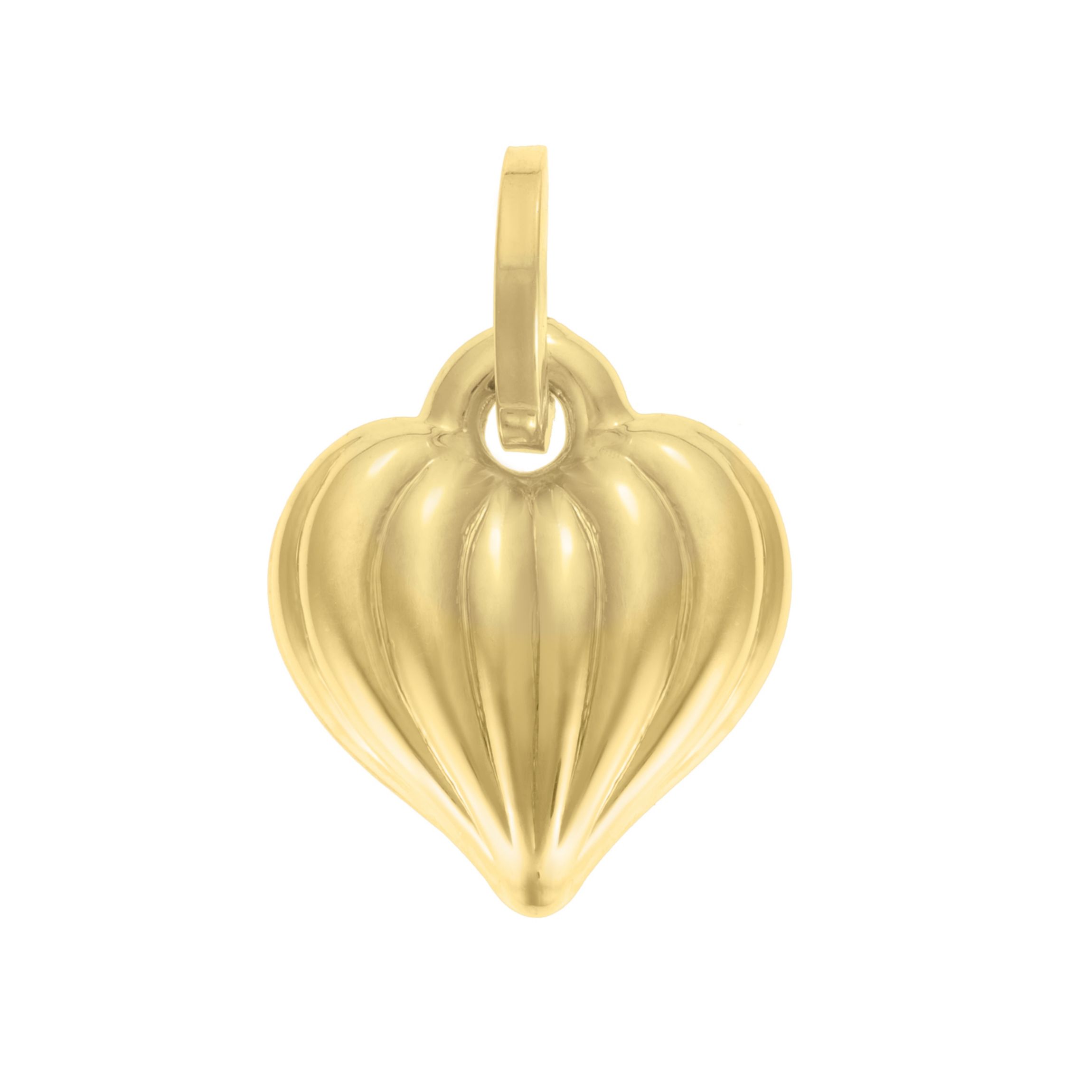 14kK Puffy Ribbed Heart Pendant