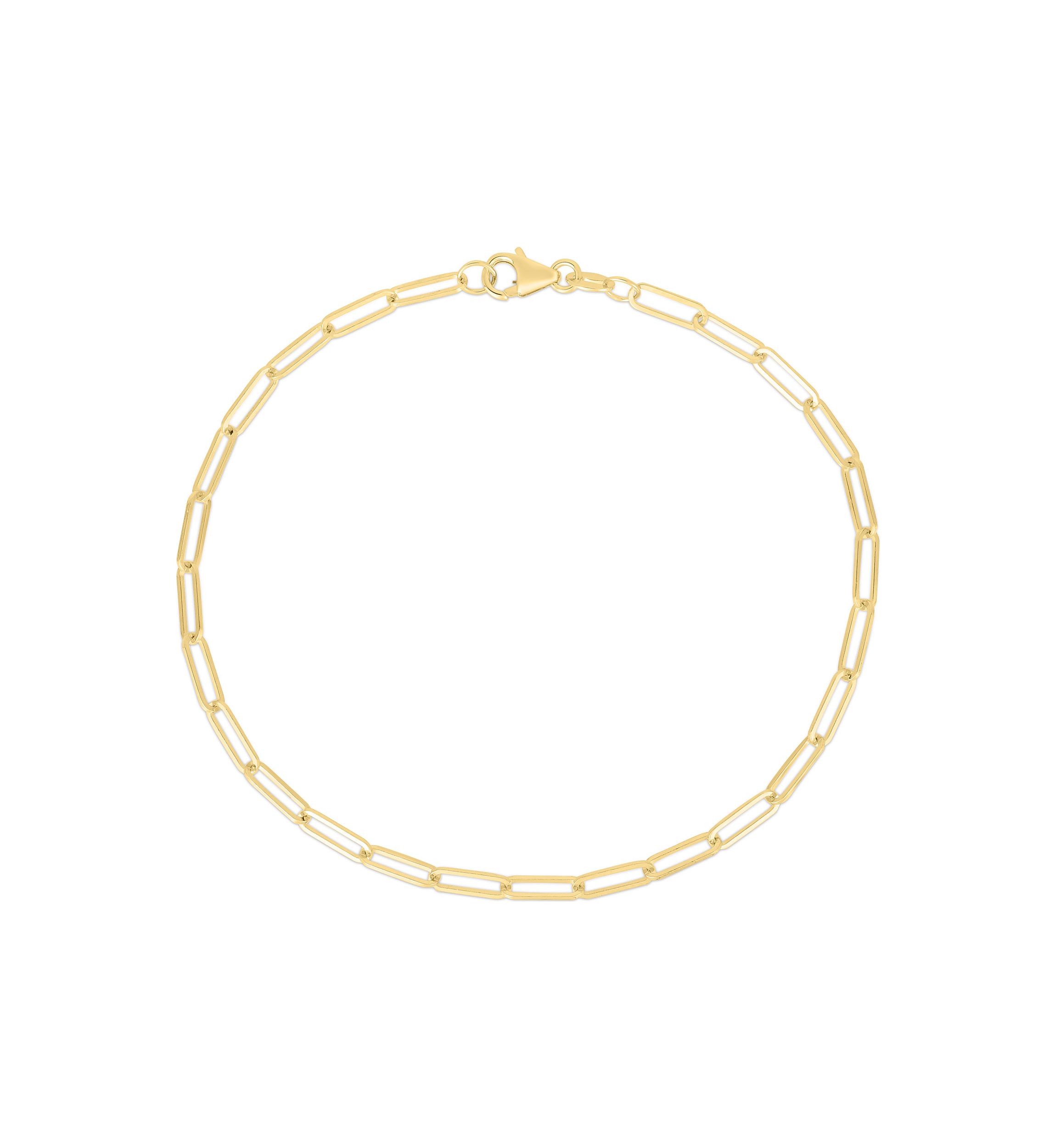 14 Karat Yellow Gold Paperclip Bracelet