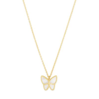 Belk  Co 14K Yellow Gold Mother Of Pearl Butterfly Necklace