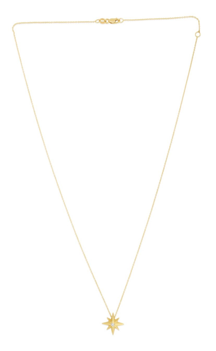 14K Yellow Gold  North Star Necklace With Diamond