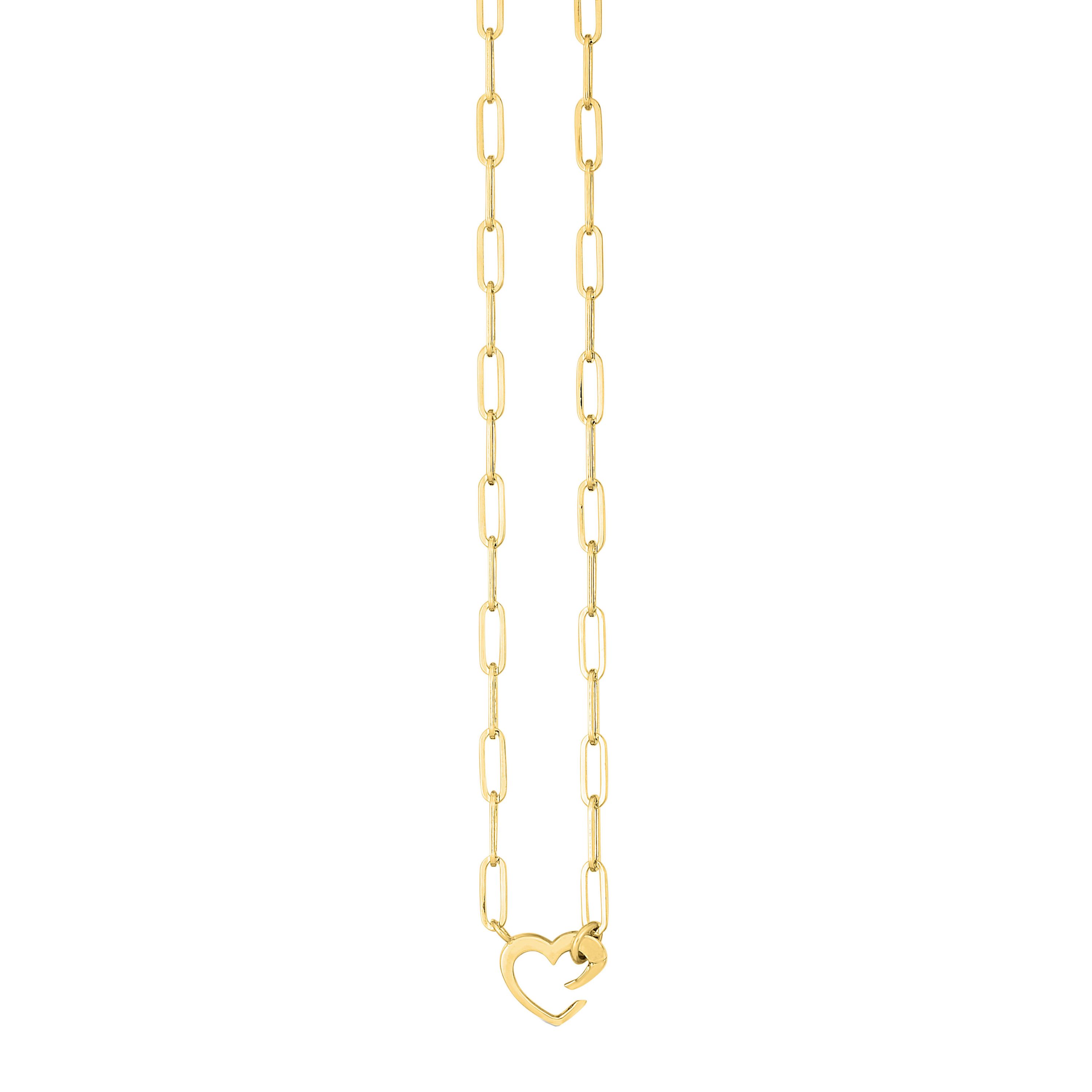 14K Yellow Gold  Paperclip Heart Necklace