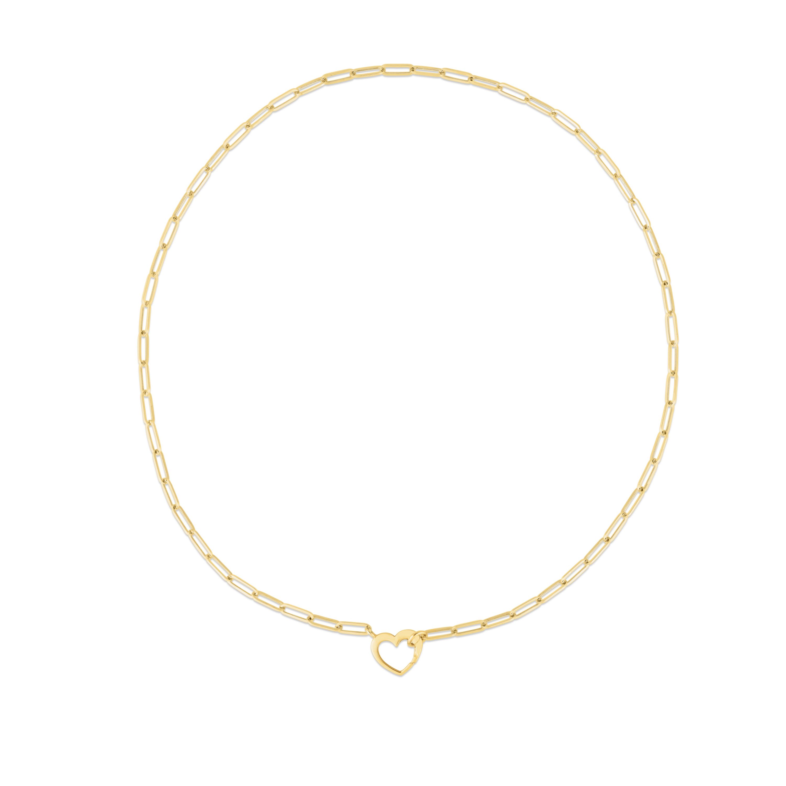 14K Yellow Gold  Paperclip Heart Necklace