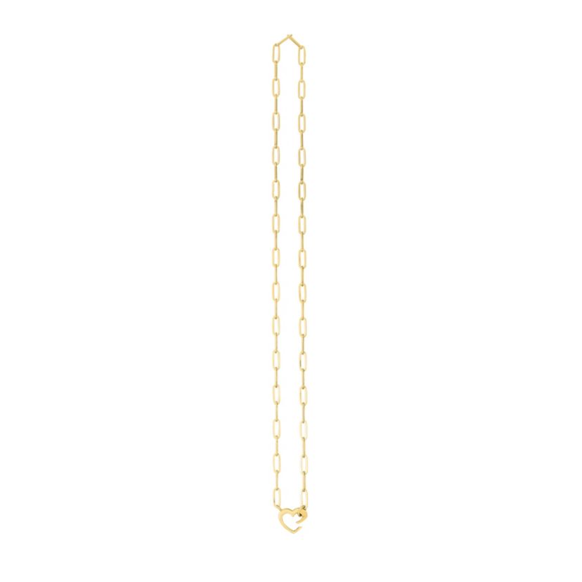 14K Yellow Gold  Paperclip Heart Necklace