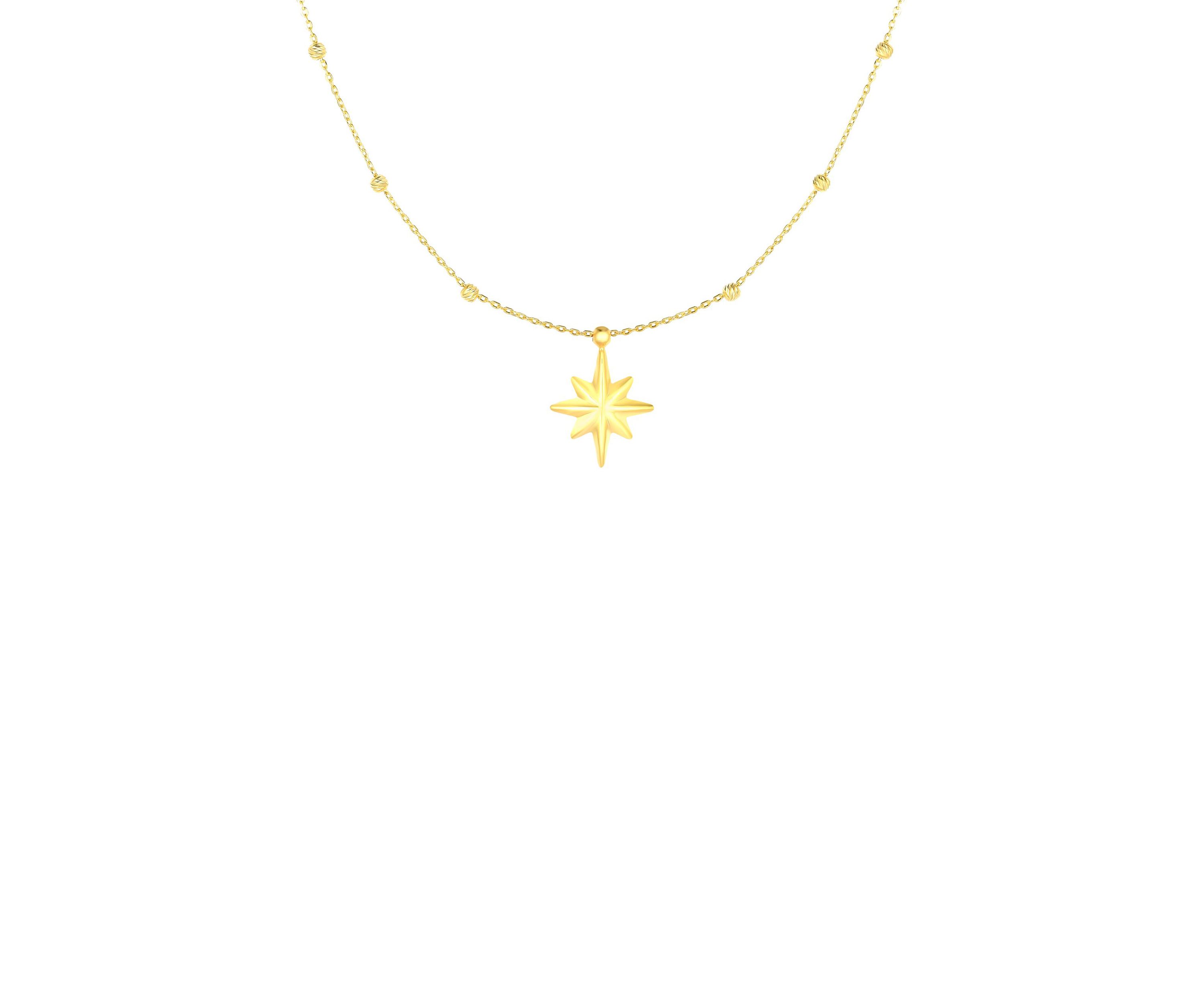 Star Pendant Necklace in 14k Yellow Gold