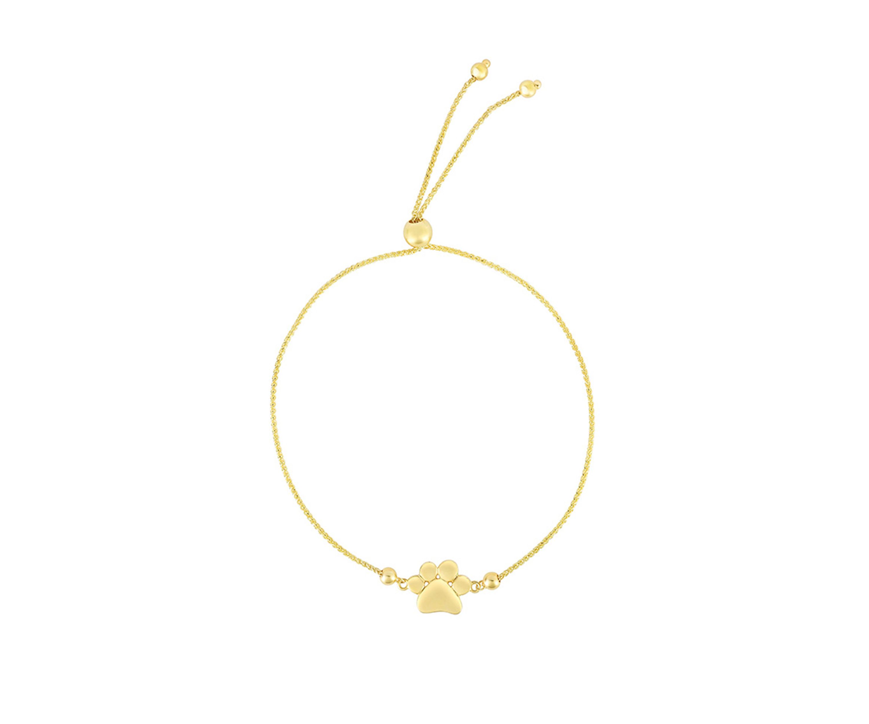 Paw Print Charm Bracelet in 14k Yellow Gold