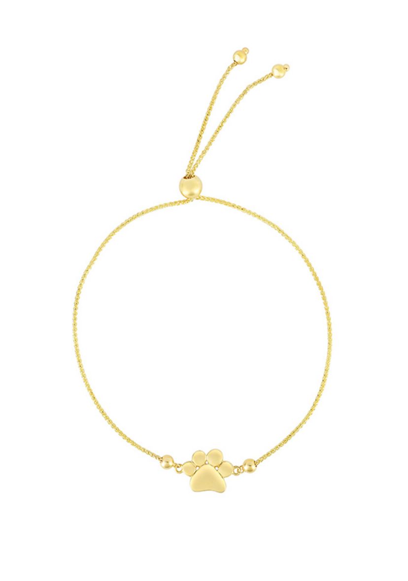 Paw Print Charm Bracelet in 14k Yellow Gold