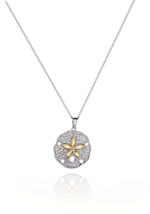Sterling Silver with 14k Yellow Gold Sand Dollar Pendant