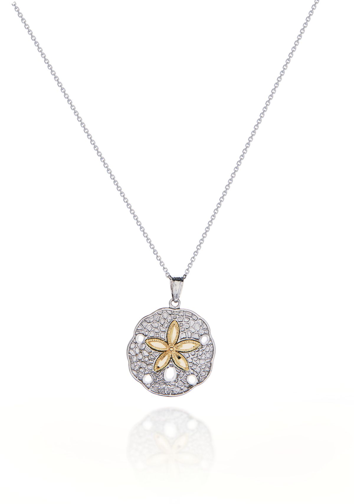 Sterling Silver with 14k Yellow Gold Sand Dollar Pendant